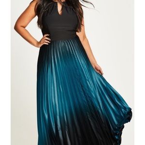 City Chic Pleated Ombre Halter Neck Maxi Dress NWT